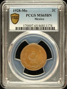 1928 Mo Mexico 2 Centavos PCGS MS 65 BN - Picture 1 of 2