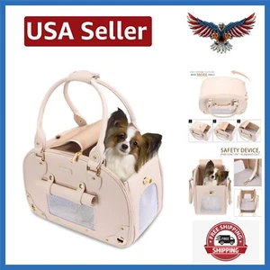 Luxuriöse Leder Hundetrage Handtasche - wasserdicht & tragbar beige - Bild 1 von 10