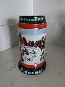 1991 Budweiser A Perfect Christmas Holiday Collector's Series Beer Mug Stein - Picture 1 of 4