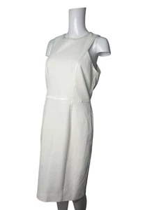 H&M Dress Size 14 Womens EU42 White Bodycon Sleeveless Pencil Zip - Picture 1 of 11