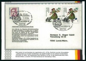 RFA CARTA MiNr 1726 + ¡SIN DENTAR DE TODO!! RARO!! STRUWWELPETER GATO ua21 - Imagen 1 de 4