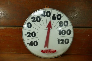 Vintage Morgan Grain & Feed Co Glass Ohio Jumbo Dial Thermometer Advertising 18” - Picture 1 of 9
