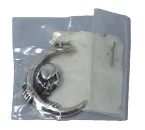 Skull On Moon Sterling Silver 925 Pendant For Necklace New Sealed - Picture 1 of 1