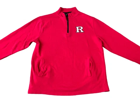 Rutgers University Colosseum 1/4 ZIP Mens Medium Pullover Sweatshirt Red Pocket Cover