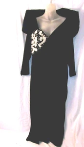 Rose Taft Schwarz Samt Abendkleid Perlendetail Drop Dead Atemberaubend M/L - Bild 1 von 10