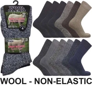 3 Pairs Mens Non Elastic Wool Blend Thermal Diabetic Boot Socks Thick Warm 6-11 - Picture 1 of 2