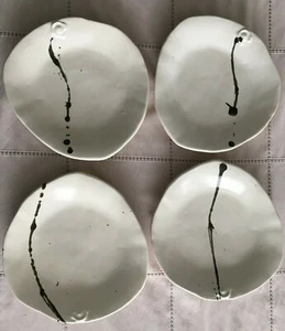 Earthborn Pottery Dining Plates (4) White Unique Design 10.5" - Picture 1 of 3