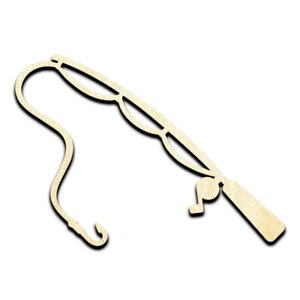 Fishing Pole Laser Cut Out Unfinished Wood Shape Craft Supply - Picture 1 of 6