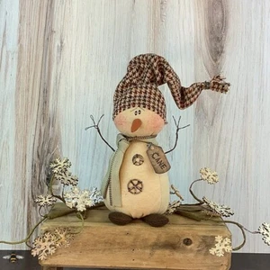 New w tags Honey and Me Cane Snowman-rustic snow man hat scarf Country Plush - Picture 1 of 1