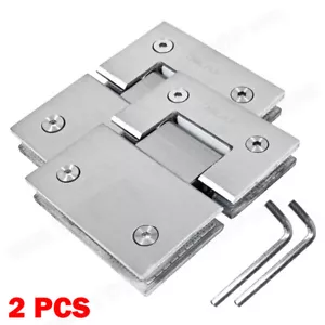 2X 180° 304 Stainless Steel Shower Screens Glass Hinge Frameless Door Enclosures - Picture 1 of 12