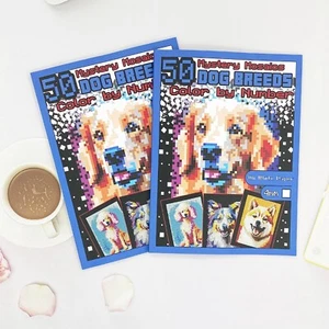 Dog Breeds Color By Number Adult Dog Coloring Book - Picture 1 of 5