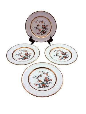 Johnson Bros England Pareek 7" Plates Gold Trim Bird Floral Design Set of 4 - Image 1 of 4