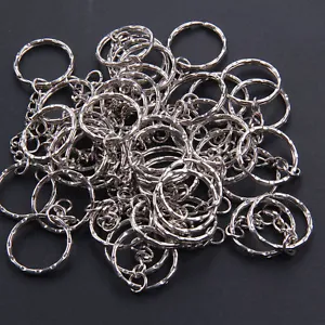 100X Keyring Blanks Key Chains Silver Tone Findings Split Rings 4 Link - Picture 1 of 5
