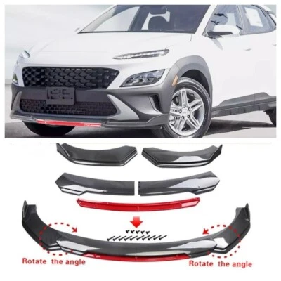 Carbon Style Front Bumper Lip Spoiler Splitter Kits For Hyundai Kona 2018 - 2022 Foto 1 de 4