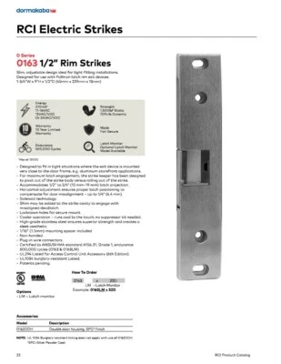 DORMAKABA RCI (RUTHERFORD CONTROLS) Dormakaba RCI 0163-32D 1/2" Rim Electric Door Strike Satin Stainless Steel