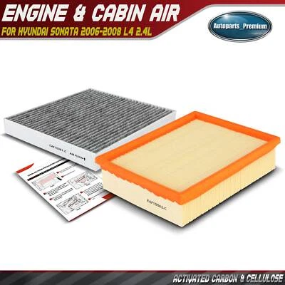 Filtro de aire de cabina de motor y carbón activado para Hyundai Sonata 2006-2008 L4 2,4 L Foto 1 de 4