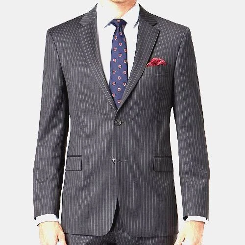 $360 Ryan Seacrest 46R Men Gray Fit Stripe Wool Suit Jacket Blazer Sport Coat - Image 1 of 1