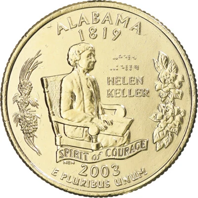 [#369452] Coin, United States, Alabama, Quarter, 2003, U.S. Mint, golden, MS - Image 1 of 2