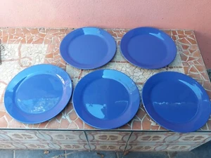 Lot 5 grandes Assiettes Plates présentation Bleu Provence Provençal Vintage - Photo 1/6