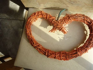 Crafts Orange Heartshape Vine Wreath 15 x 6" - Picture 1 of 3