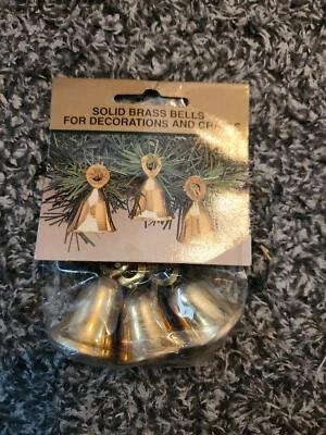 5 Packs of 3 Hosley International Solid Brass Bells Decorations & Crafts India - Image 1 of 4