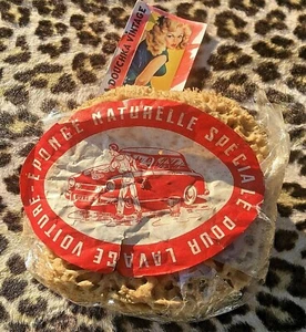 FRENCH 1940s CAR WASH NATURAL SPONGE SEA SPONGE~MADE IN FRANCE~NEW & VINTAGE TAG - Picture 1 of 5