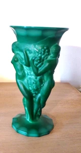 Jarrón de vidrio artificial de malaquita, Schlevogt, ART DECO, años 30 - Imagen 1 de 5