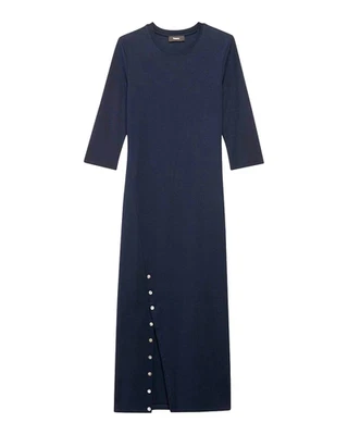 NWT Theory Button Front Midi in Black Perry Knit Ribbed T-shirt Dress P XS - Image 1 of 4