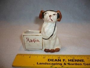 Antique Toothpick Match Holder planter ? dog with headphones radio germany - Picture 1 of 5