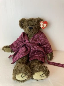 Vintage 1993 Ty Beanie Baby Tyrone Teddy Bear Maroon Robe Stuffed Toy Nice Shape - Picture 1 of 9