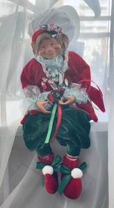 Navidad Cocinero Elfo Estante Cuidador Adorno 16" Rojo Verde Conjunto Piernas Articuladas - Imagen 1 de 10