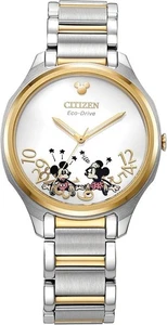 Citizen Eco-Drive Donna Disney Topolino e Minnie Bicolore Acciaio Inox Oro - Foto 1 di 3