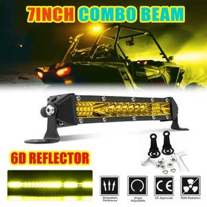 7"inch Yellow LED Work Light Bar Slim Truck Offroad 4WD Driving Fog Light 8'' - Picture 1 of 10