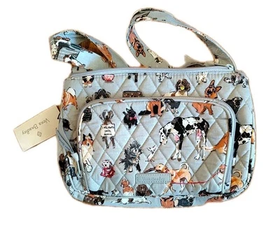 Vera Bradley Women Purse Shoulder Handbag RFID LITTLE HIPSTER DOG SHOW pups gray - Image 1 of 4