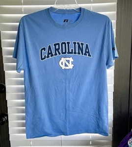 *USADA EN EXCELENTE ESTADO* Camiseta Carolina del Norte para hombre - Talla Lrg - Russell - Azul - Algodón - Imagen 1 de 6