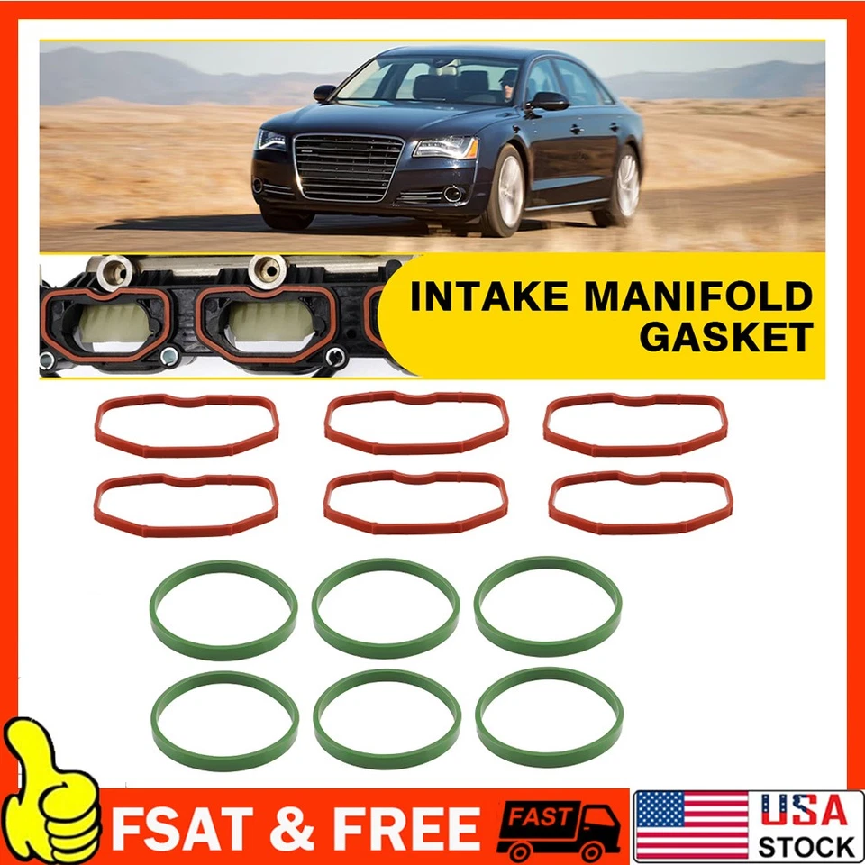 RKX 上下进气歧管垫圈 12 件套适用于奥迪 3.0T B8 S4 SQ5 A6 A — 第 1/4 张图片