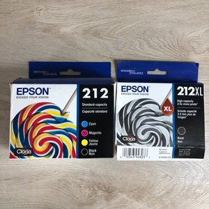 OEM EPSON 212 Multi-Color (Bl, C, M, Y) NEW + Bonus 212 XL Black (Open Box) - Picture 1 of 13