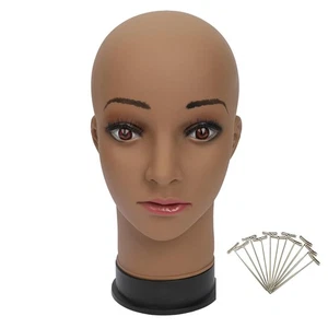 BHD BEAUTY Glatze Schaufensterpuppe Kopf braun weiblich professionelle Kosmetik für Perückenherstellung - Bild 1 von 5