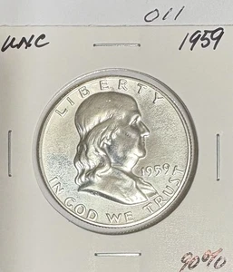1959 UNC Franklin Half Dollar 90% Silver -011 - Picture 1 of 1