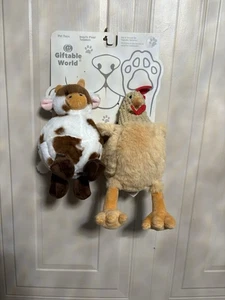 Giftable World Set Of Animal Ball Chicken 10” & Cow 8”Dog Toy With Squeaker . - Picture 1 of 4