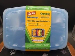 Contenedores de almacenamiento de alimentos rectangulares Crayola azul violeta totalmente nuevos retirados Glad - Imagen 1 de 3