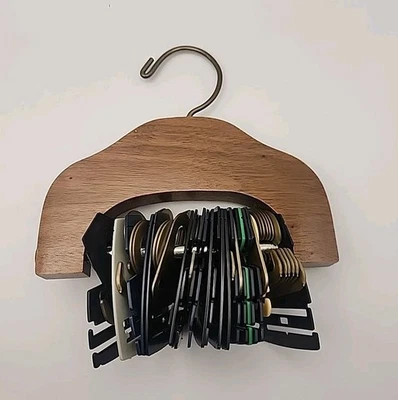 Cinturón organizador vintage de madera para hombre 38 etiquetas de moda Hilfiger + Foto 1 de 4