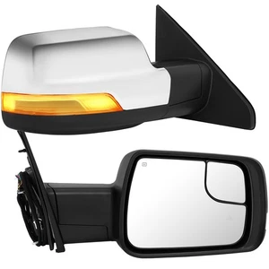 Chrome Power Heated Signal Sensor Tow Mirrors For Dodge Ram 2019-2022 Truck - Picture 1 of 10