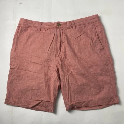 Pantalones Cortos Chinos Banana Republic Para Hombre Rosa Aiden Mezcla Algodón Lino 9" Talla 36 Foto 1 de 4