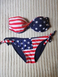 Bikini American Flag Small 2 Piece Bathing Suit Imperfection  - Picture 1 of 5