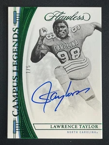 LAWRENCE TAYLOR #1 /5 EMERALD ON CARD AUTO AUTOGRAPH 2023 FLAWLESS FOOTBALL SSP - Picture 1 of 2