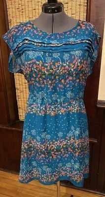 Vestido Mossimo para mujer/junior verde azulado floral forrado transparente talla mediana Foto 1 de 4