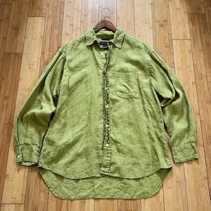 Banana Republic Shirt Mens Medium Large Avocado Green Button Up 100% Irish Linen - Picture 1 of 8