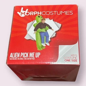 Kids Inflatable Alien Costume Boys Girls Blow Up Pick Me Up Suit Halloween Green - Picture 1 of 3