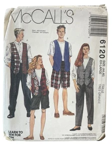 McCALL'S 6120 Vest Pants Shorts Size XL 1990s Unisex Sewing Pattern - Picture 1 of 2